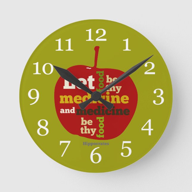 Let Food be thy Medicine APPLE Round Clock (Front)