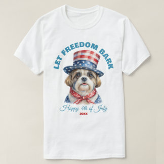 Let Freedom Bark Custom 4th of July Shih Tzu T-Shirt