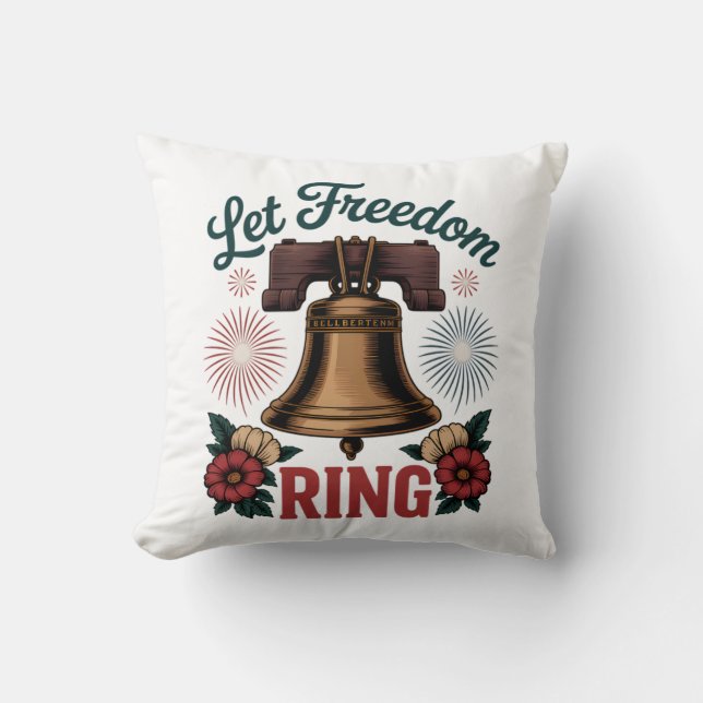 Let Freedom Ring Bell Patriotic Cushion (Front)