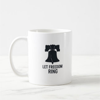 Let Freedom Ring Bell Silhouette Modern US Patriot Coffee Mug