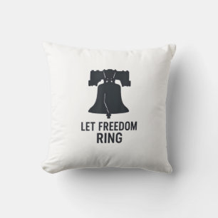 Let Freedom Ring Bell Silhouette Modern US Patriot Cushion