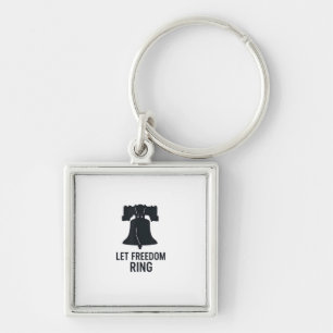 Let Freedom Ring Bell Silhouette Modern US Patriot Key Ring