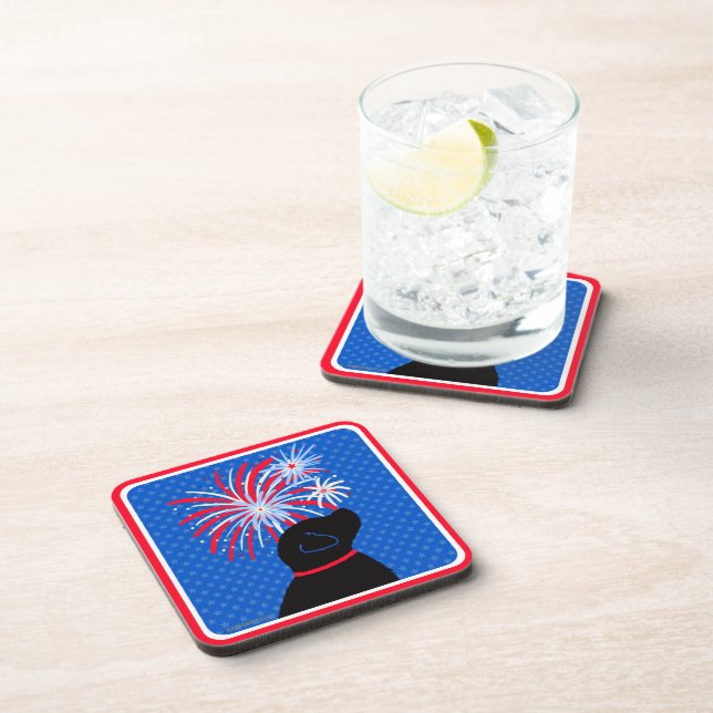 Let Freedom Ring Black Dog Coaster Set (Right Side)