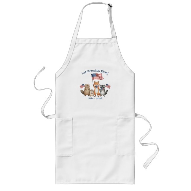 Let Freedom Ring Forest Animals Patriotic Barbecue Long Apron (Front)