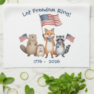 Let Freedom Ring Forest Animals Patriotic Barbecue Tea Towel