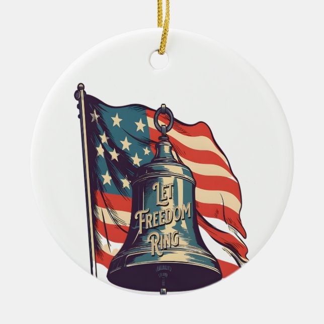 Let Freedom Ring Funny Sloth Ceramic Ornament (Front)