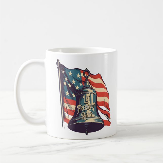 Let Freedom Ring Funny Sloth Coffee Mug (Left)