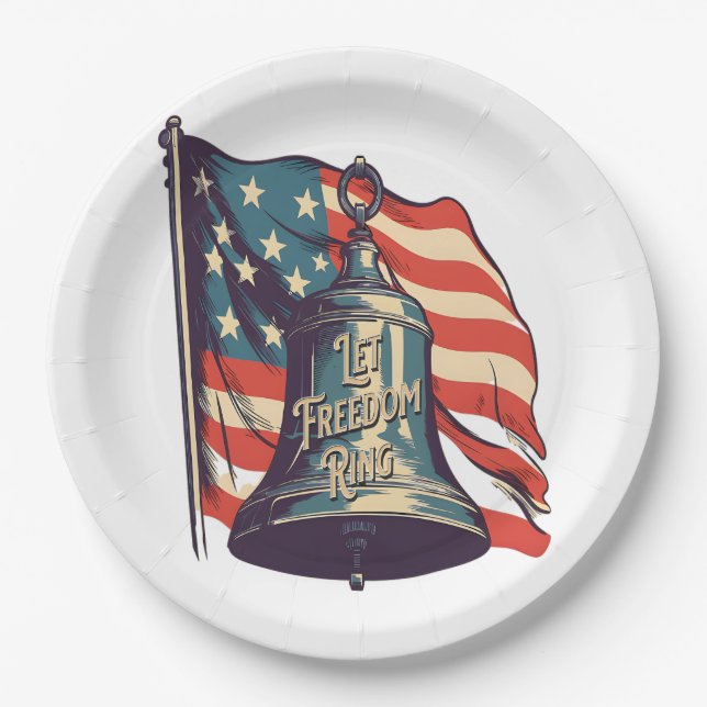Let Freedom Ring Funny Sloth Paper Plate (Front)