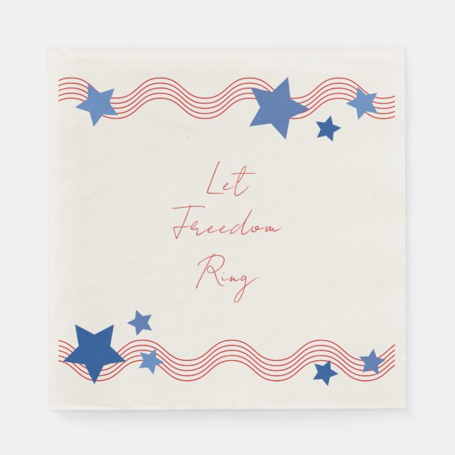 Let Freedom Ring July 4th Party Napkin (Front)