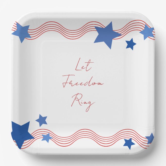 Let Freedom Ring July 4th Party Paper Plate (Front)