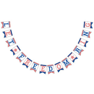 Let Freedom Ring July 4th Red White Blue Bunting