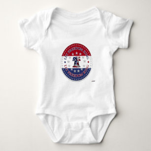 Let Freedom Ring Liberty Bell 13 & 50 Stars round Baby Bodysuit