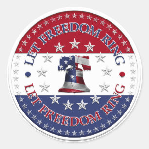 Let Freedom Ring Liberty Bell 13 & 50 Stars round Classic Round Sticker