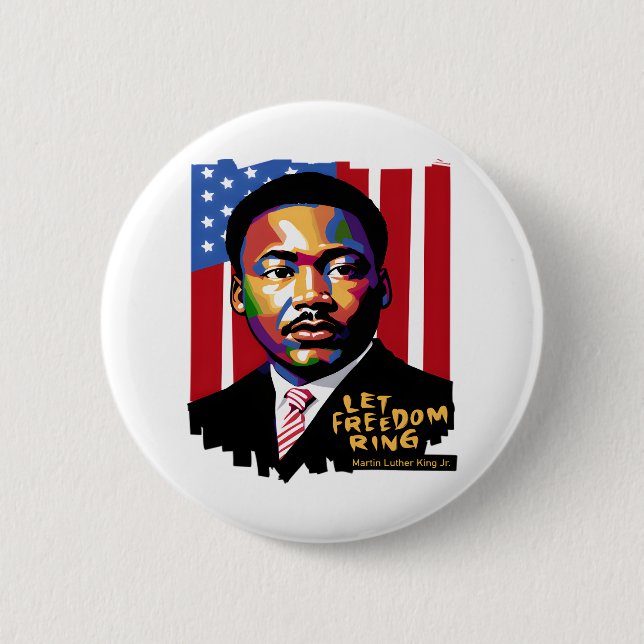 Let Freedom Ring, MLK Quote, Black History 6 Cm Round Badge (Front)