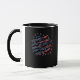 Let Freedom Ring Patriotic 4th of July Stars Strip Mug