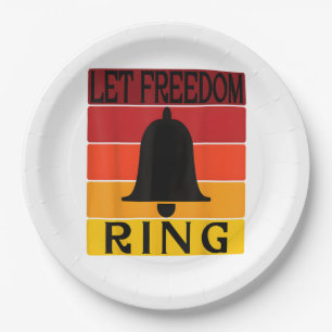 Let Freedom Ring Retro Sunset Bell Paper Plate