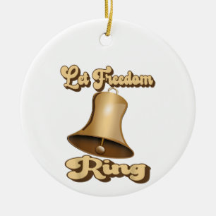 Let Freedom Ring Retro Vintage Bell Ceramic Ornament