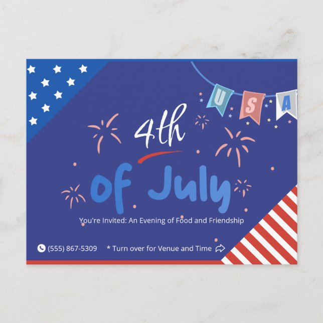 Let Freedom Sparkle! Invitation Postcard (Front)