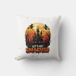 Let Get Smashed Halloween Haunted Castle Witches P Cushion