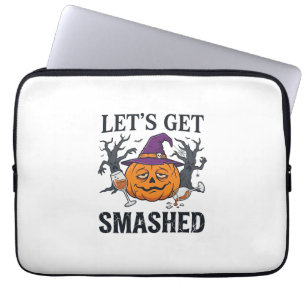 Let Get Smashed Halloween Pumpkin Witch Hat Wine G Laptop Sleeve