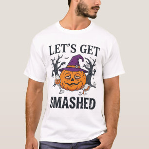 Let Get Smashed Halloween Pumpkin Witch Hat Wine G T-Shirt