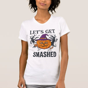 Let Get Smashed Halloween Pumpkin Witch Hat Wine G T-Shirt