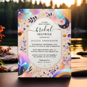 Let Glam Bright Pastel Ombre Glitter Bridal Shower Invitation