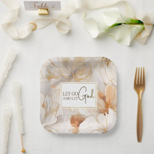 Let Go and Let God Christian Inspirational Quote  Paper Plate