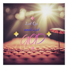 Let Go and Let God Inspiring Quote Christian Art
