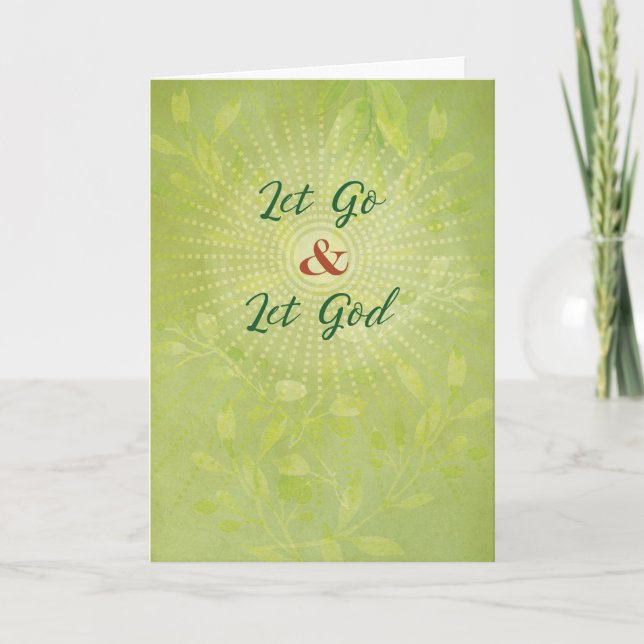 Let Go and Let God Sun on Green Recovery Support Card (Front)
