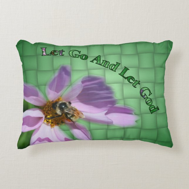 Let Go Let God Bee On Flower Inspirational  Decorative Cushion (Front)
