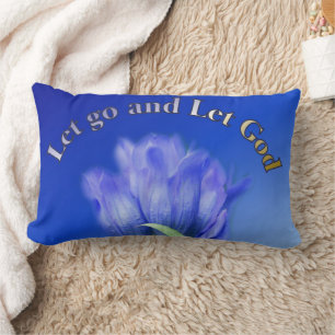 Let Go Let God Gentian Flower Inspirational Quote Lumbar Cushion