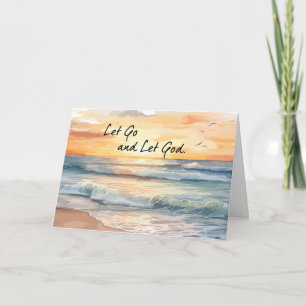 Let Go Let God Ocean Sunset Recovery Support  Card