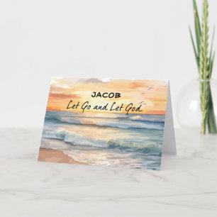 Let Go Let God Ocean Sunset Recovery Support Card