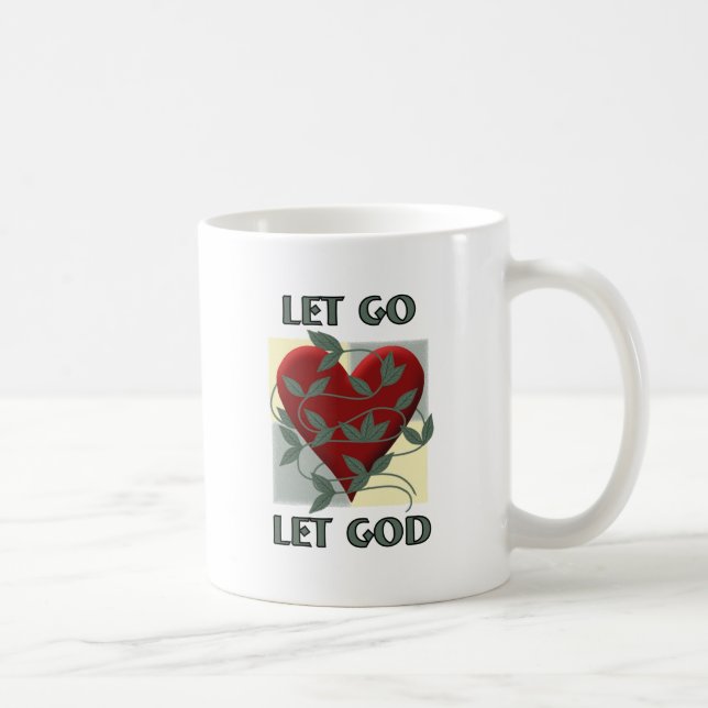 Let Go Let God Recovery Slogan Quote Red Heart Coffee Mug (Right)