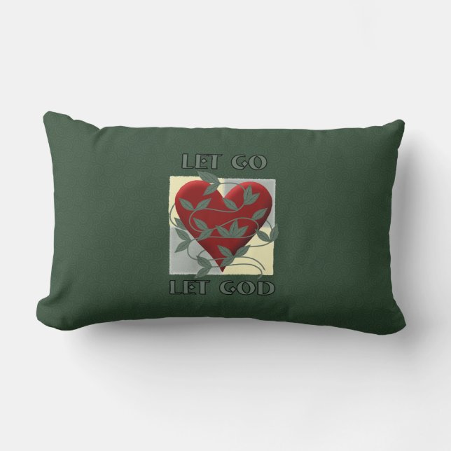 Let Go Let God Recovery Slogan Quote Red Heart Lumbar Cushion (Front)