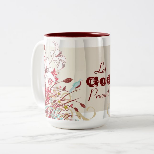 Let God Prevail, Russell M Nelson Conference Quote Two-Tone Coffee Mug (Front Left)