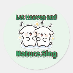 Let Heaven and Nature Sing Christmas Lambs Classic Round Sticker