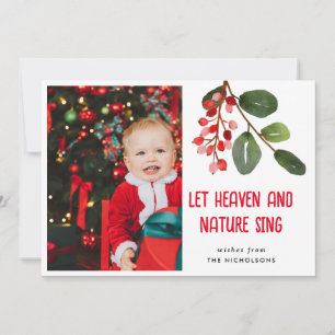 Let Heaven and Nature Sing Christmas Script Holiday Card