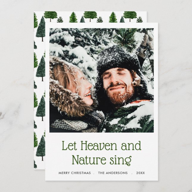 Let Heaven And Nature Sing | Christmas Tree Photo Holiday Card (Front/Back)