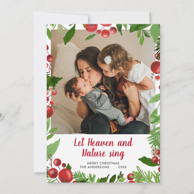 Let Heaven And Nature Sing | Festive Photo Holiday Card (Front)
