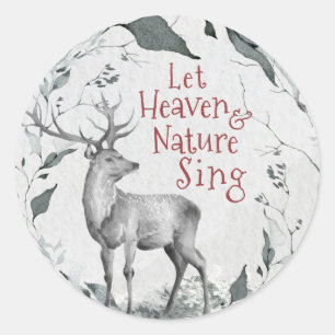 Let Heaven & Nature Sing, Christmas Carol Classic Round Sticker