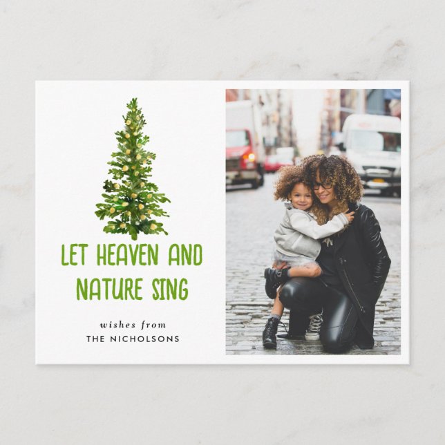 Let Heaven & Nature Sing Christmas Tree Mum Photo Postcard (Front)