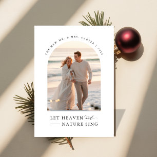 Let Heaven & Nature Sing Newlywed Religious Photo Holiday Card