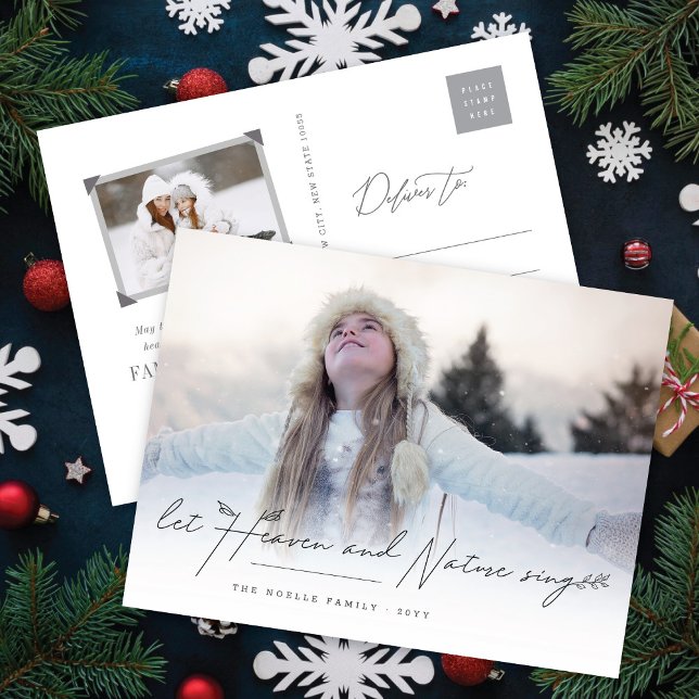 Let Heaven & Nature Sing Religious Christmas Photo Holiday Postcard (Creator Uploaded)