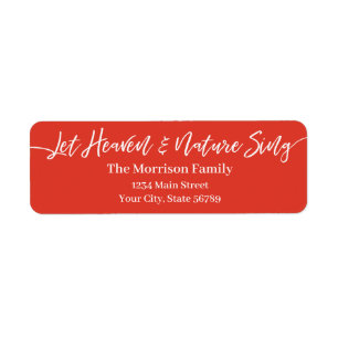 Let Heaven & Nature Sing white script red Return Address Label