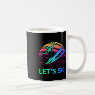 Let Is Ski Colorful Vintage 90s 80s Skiing Winter Coffee Mug