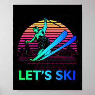Let Is Ski Colourful Vintage 90s 80s Skiing Winter Poster