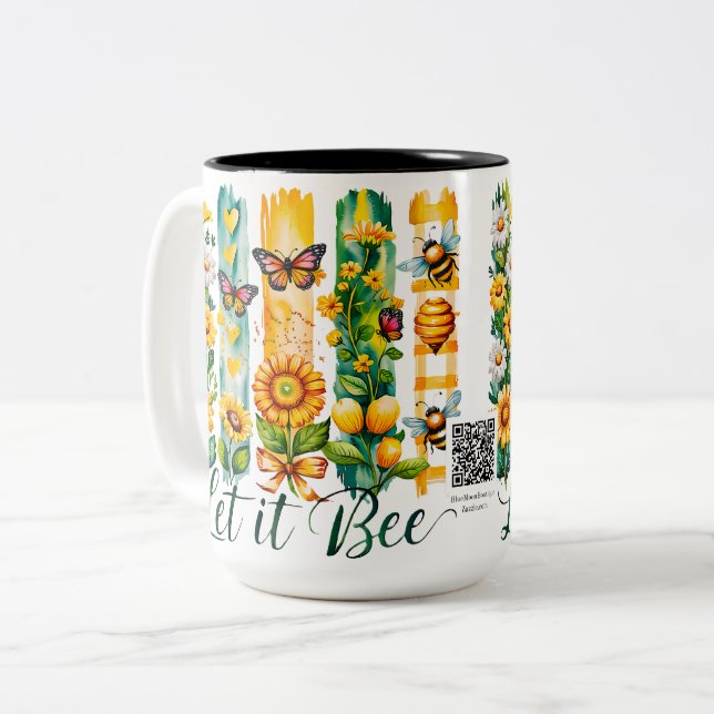 Let It Bee Brush Stroke Two-Tone Coffee Mug (Front Left)
