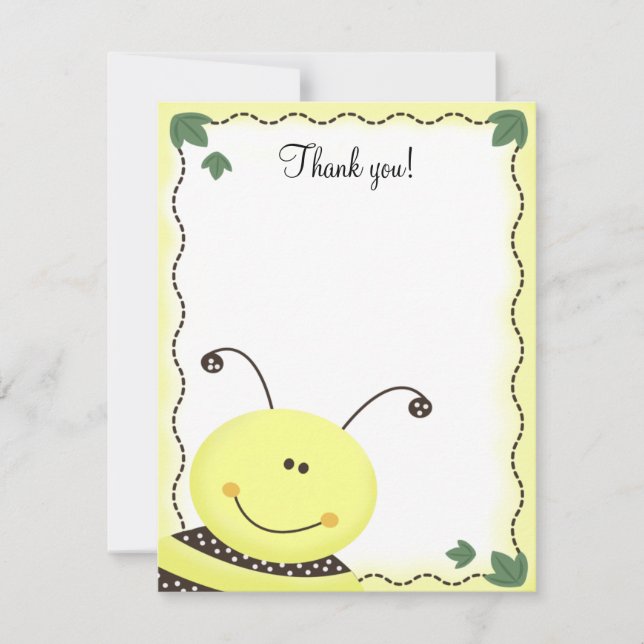 Let it Bee Bumble Bees 4x5 Flat Thank you note Card (Front)